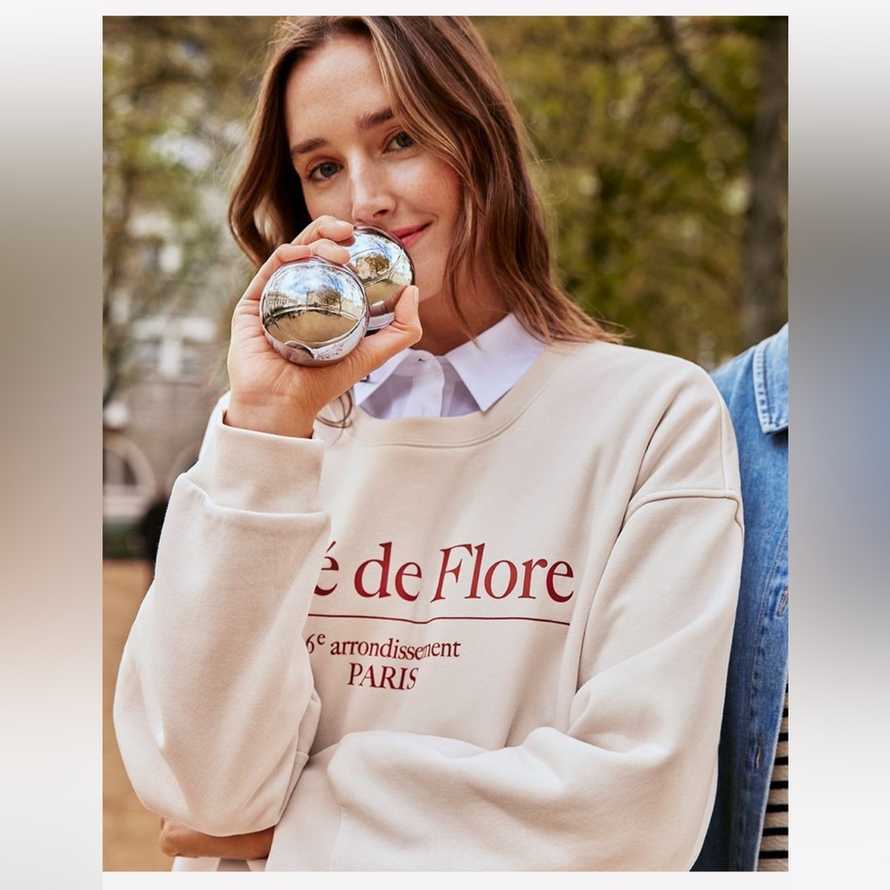 Reitmans Café de Flore Long-Sleeve Crew-Neck Sweatshirt, size Small